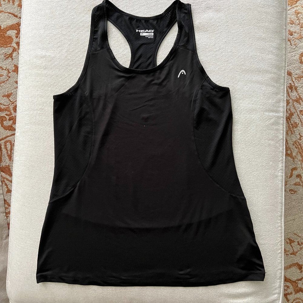 EUC Head Black Racerback Sport Tank Top Mesh Panels Sz L